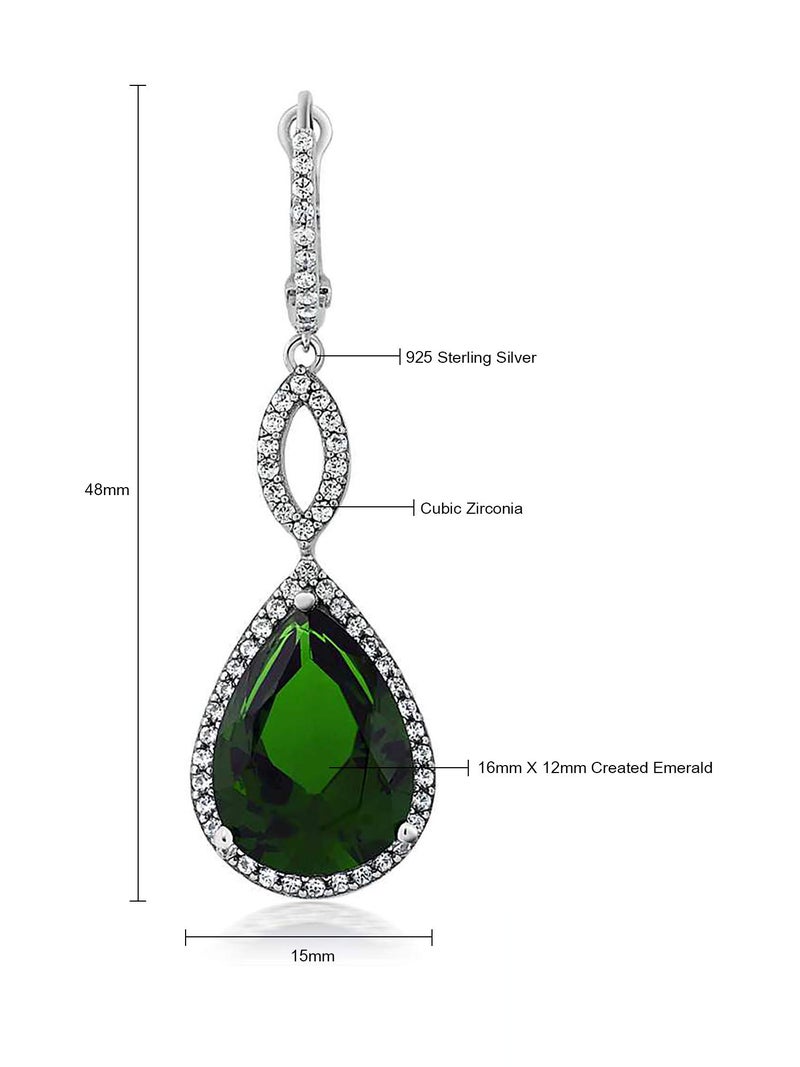 GEM STONE KING أقراط شانديل أنيقة على شكل دمعة من حجر الجواهر الملكي 20.00 قيراط للزفاف | فضة استرلينية 925 | 2 بوصة | شكل كمثرى 16X12MM | هدايا مجوهرات فاخرة لها ولأمها ولزوجتها - Image 5